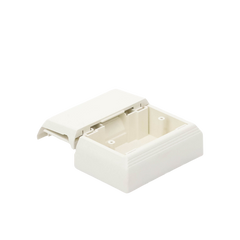 Caja Superficial Con Bisagras de Instalación a Presión, Para Canaletas T45, Material PVC Rígido, Color Blanco Mate