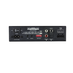 Amp Clase D | 2 Canales 50W | Con Aprendizaje IR | Salida Sub | Estéreo, Bridge, Múltiples Amplificadores | 4-8Ω