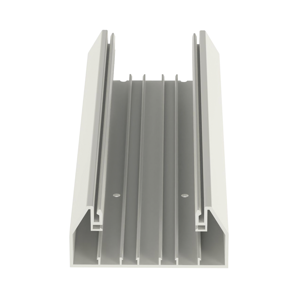 Base para canaleta T-70, de PVC rígido, con orificios perforados para montaje, 103.3 x 44.9 x 2400 mm, Color Blanco Mate