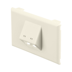 Placa de Pared Horizontal T70, Salida Para 2 Puertos Mini-Com, Con Espacios Para Etiquetas, Color Blanco Mate