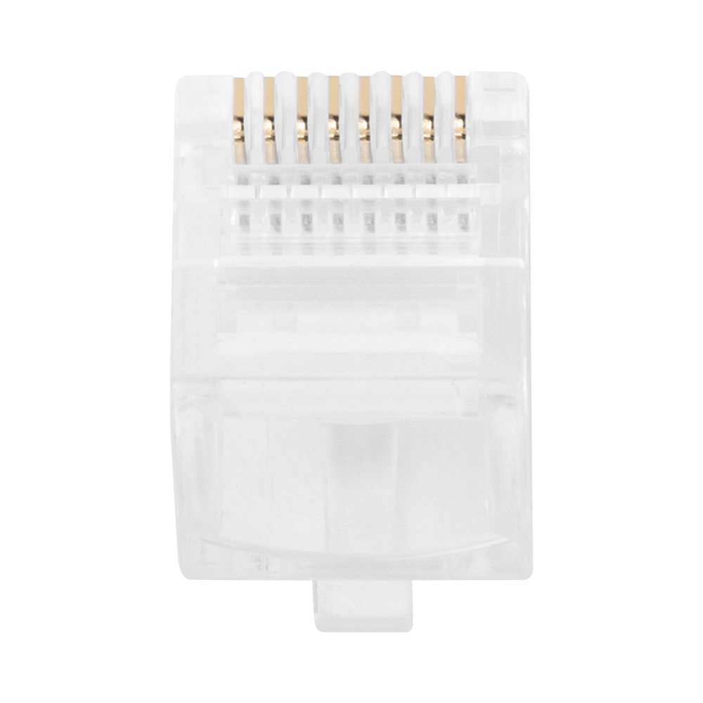 Bote con 100 Plugs Pass Through RJ45 Cat5e sin Blindaje, Chapado de Oro a 30 Micras para Durabilidad Extrema
