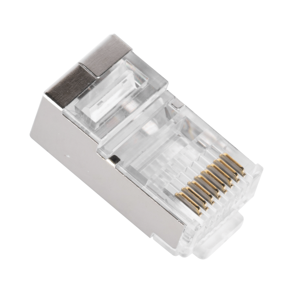 Bote con 100 Piezas de Plug Modular RJ45 Cat6A Chapado de Oro a 30 Micras para Durabilidad Extrema