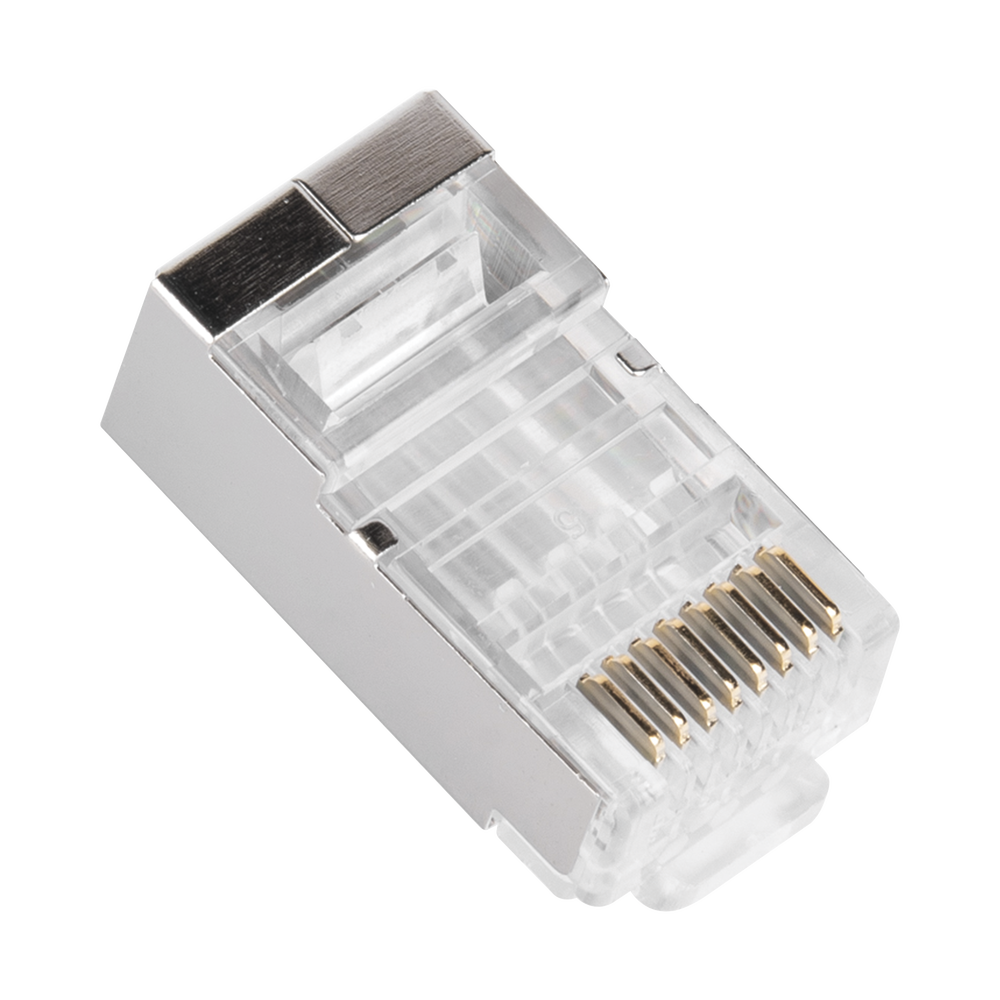 Bote con 100 Piezas de Plug Modular RJ45 Cat6 Blindado, Chapado de Oro a 30 Micras para Durabilidad Extrema SIN PIN de Tierra