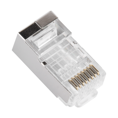 Bote con 100 Piezas de Plug Modular RJ45 Cat6 blindado, chapado de oro a 30 micras para durabilidad extrema SIN PIN DE TIERRA