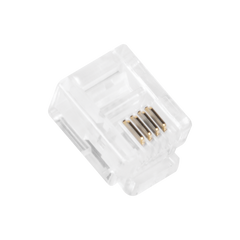 Bote con 100 Piezas de Plug Modular Tipo RJ11 de 4 Contactos Chapado de Oro a 50 Micras