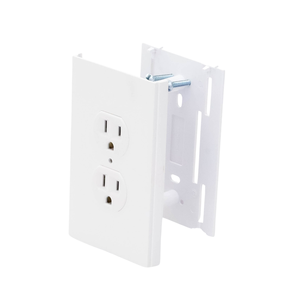 Contacto eléctrico doble, soporte y tapa color blanco de PVC auto extinguible,  para canaleta TEK100 (5591-10200)