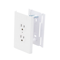 Contacto eléctrico doble, soporte y tapa color blanco de PVC auto extinguible,  para canaleta TEK100 (5591-10200)