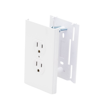 Contacto eléctrico doble, soporte y tapa color blanco de PVC auto extinguible,  para canaleta TEK100 (5591-10200)