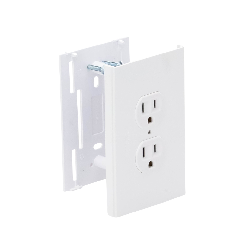 Contacto eléctrico doble, soporte y tapa color blanco de PVC auto extinguible,  para canaleta TEK100 (5591-10200)