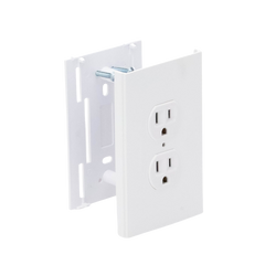 Contacto eléctrico doble, soporte y tapa color blanco de PVC auto extinguible,  para canaleta TEK100 (5591-10200)