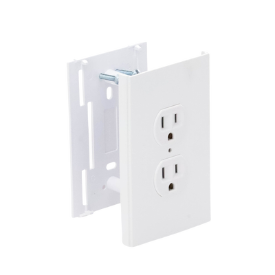 Contacto eléctrico doble, soporte y tapa color blanco de PVC auto extinguible,  para canaleta TEK100 (5591-10200)