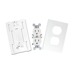 Contacto eléctrico doble, soporte y tapa color blanco de PVC auto extinguible,  para canaleta TEK100 (5591-10200)