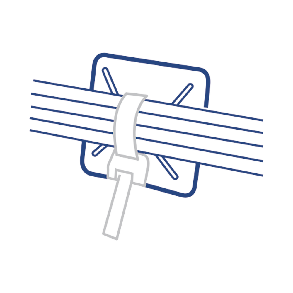 Base Autoadherible para Cinchos Práctica y Eficiente para la Organización y Fijación de Cables, Fabricada en Nylon Resistente y de Color Natural con una Medida de 19x19 mm, Paquete con 100 Piezas (4210-00001)