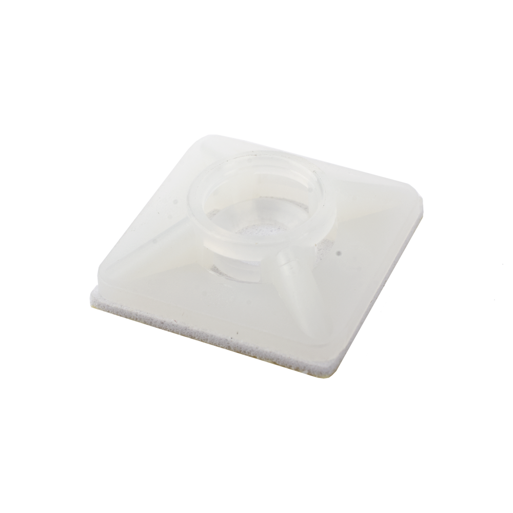 Base Autoadherible para Cinchos Práctica y Eficiente para la Organización y Fijación de Cables, Fabricada en Nylon Resistente y de Color Natural con una Medida de 19x19 mm, Paquete con 100 Piezas (4210-00001)