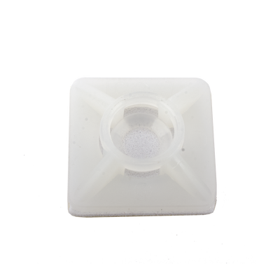 Base Autoadherible para Cinchos Práctica y Eficiente para la Organización y Fijación de Cables, Fabricada en Nylon Resistente y de Color Natural con una Medida de 19x19 mm, Paquete con 100 Piezas (4210-00001)