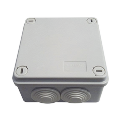 Caja Tipo Estanca IP55, con 6 Entradas, Tapa y Tornillo de Vuelta de 1/4, 100 x 100 x 50 mm (3.94 x 3.94 x 1.97 Pulgadas), Color Gris
