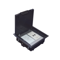 Caja de piso para dos módulos universales (Socket M2), para alimentación eléctrica y redes de datos (11000-33401) No incluye faceplates