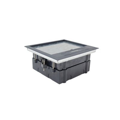Caja de piso para cuatro módulos universales (Socket M4), para alimentación eléctrica y redes de datos (11000-43401) No incluye faceplates