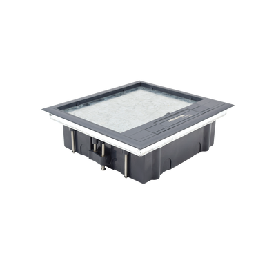 Caja de piso para cuatro módulos universales (Socket M4), para alimentación eléctrica y redes de datos (11000-43401) No incluye faceplates