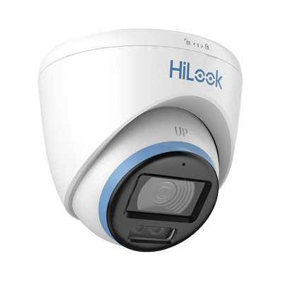 [Dual Light + ColorVu] Turret TurboHD 3K/5MP / Lente 3.6mm / 40mts IR EXIR + 40mts Luz Blanca / Micrófono Integrado / Exterior IP67 / dWDR