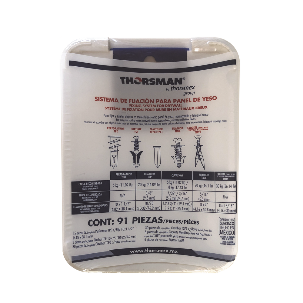 Kit para Sistemas de Fijación en Yeso, Muros Falsos, Tabique hueco, Uso en interiores  (91 piezas)