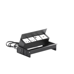 Caja Horizontal Tipo Hub para Escritorio Color Negro, con 1 Puerto HDMI Hembra-Hembra, 1 Puerto RJ45 Cat6, 2 Puertos USB (Solo Carga), y 2 Contactos Eléctricos Universales