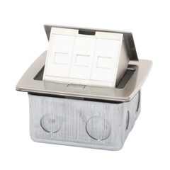 Mini Caja de Piso Rectangular para Datos y Conectores Tipo Keystone, Color y Material en Acero Inoxidable (3 Puertos) (11000-21202)
