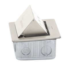 Mini Caja de Piso Rectangular para Datos y Conectores Tipo Keystone, Color y Material en Acero Inoxidable (3 Puertos) (11000-21202)