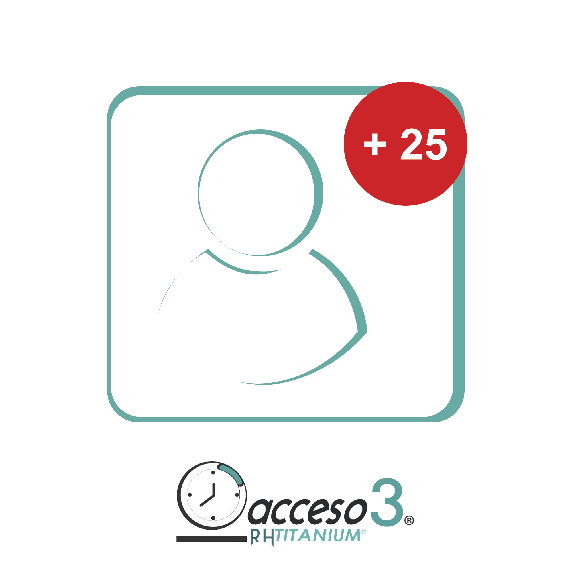 [BAJO PEDIDO] Expansión de 25 Empleados adicionales para Software Acceso3 - TITANIUM / Compatible con NOMINA