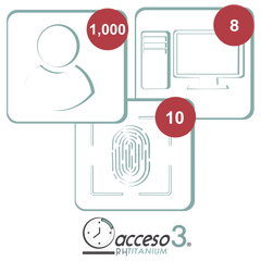 [BAJO PEDIDO] Licencia de 3 años para software Acceso3 TITANIUM / 1000 Empleados / 10 reloj / 10 PC