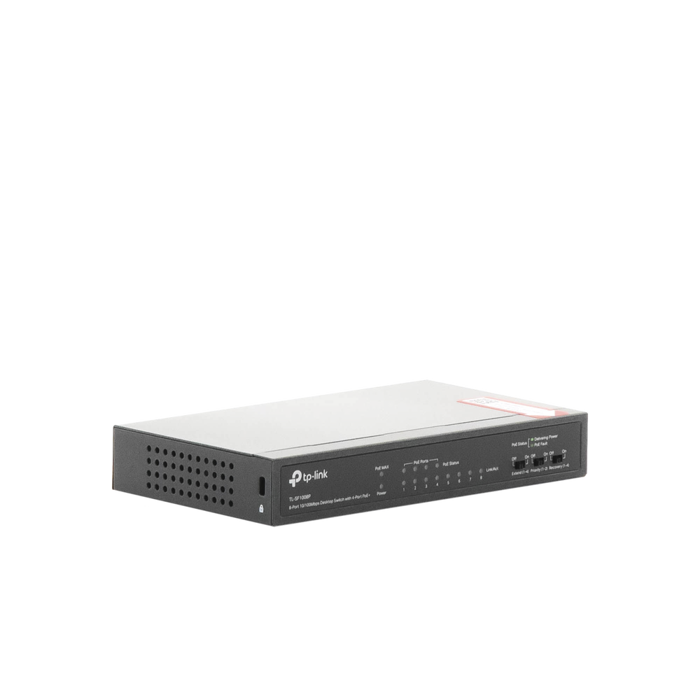 Switch PoE+ No Administrable / De Escritorio 8 puertos 10/100 Mbps / 4 puertos PoE af/at Inteligente / Presupuesto 66 W / Hasta 250 metros
