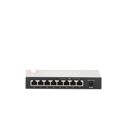 Switch PoE+ No Administrable / De Escritorio 8 puertos 10/100 Mbps / 4 puertos PoE af/at Inteligente / Presupuesto 66 W / Hasta 250 metros