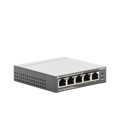 Switch Escritorio No Administrable de 5 puertos 10/100/1000 Mbps / Con 4 puertos PoE 802.3af/at de hasta 65 W / PoE Extendido hasta 250 metros