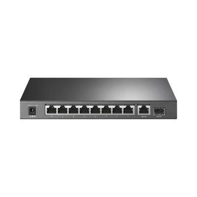 Switch de escritorio PoE+, no Administrable 8 puertos 10/100/1000 Mbps + 1 puertos 10/100/1000 Mbps (Uplink) + 1 puerto SFP, 63W