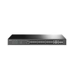 Switch de Fibra Óptica L2+ Omada / 24 puertos SFP 1GE / 4 Puertos Combinados SFP+/RJ45 Gigabit / 2 Puertos Consola RJ45|micro-SUB / Administración Centralizada Omada o Stand-Alone / Compatile con IPv6 /  Multicast IGMP
