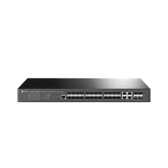 Switch de Fibra Óptica L2+ Omada / 24 puertos SFP 1GE / 4 Puertos Combinados SFP+/RJ45 Gigabit / 2 Puertos Consola RJ45|micro-SUB / Administración Centralizada Omada o Stand-Alone / Compatile con IPv6 /  Multicast IGMP