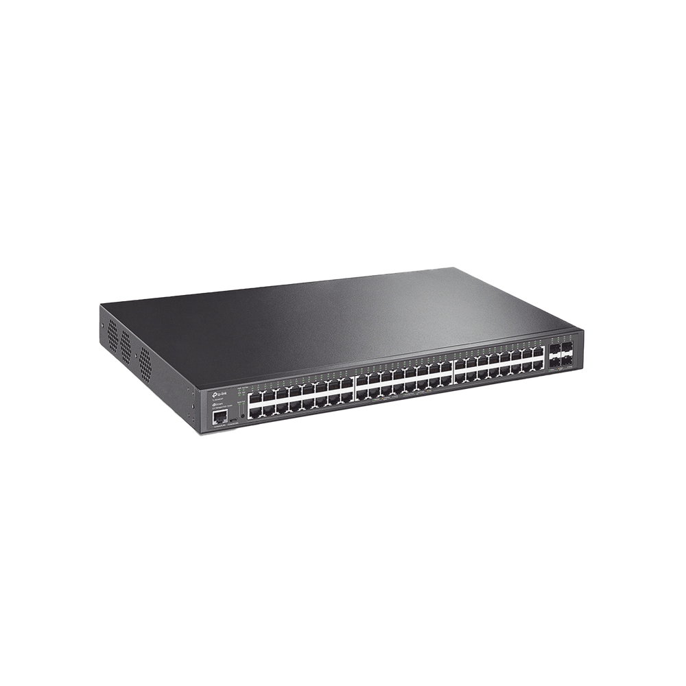 Switch L2+ Omada PoE+ / 48 Puertos PoE+ 10/100/1000 Mbps / 4 Puertos SFP+ 10G / 2 Puertos Consola (RJ45 y microUSB) / Administración Centralizada Omada o Stand-Alone / Multicast IGMP / Calidad de Servicio / Presupuesto PoE 500W / Montaje en Rack
