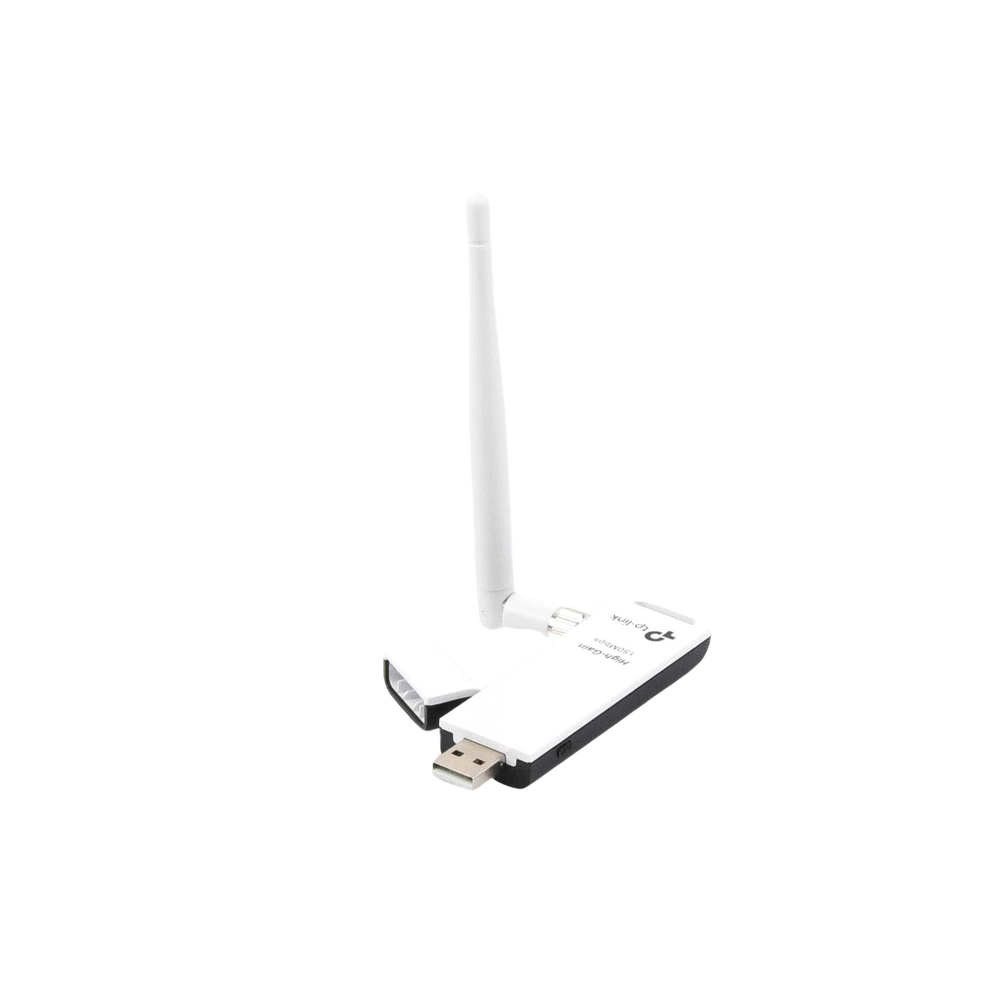 Adaptador USB inalámbrico de alta ganancia N 150 Mbps 2.4 GHz con 1 antena desmontable de 4dBi