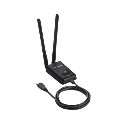 Adaptador de alta potencia USB  inalámbrico/ WiFi N 300 Mbps / Frecuencia de 2.4 GHz / 2 Antenas Externas de 5 dBi / Compatibilidad Windows y Linux