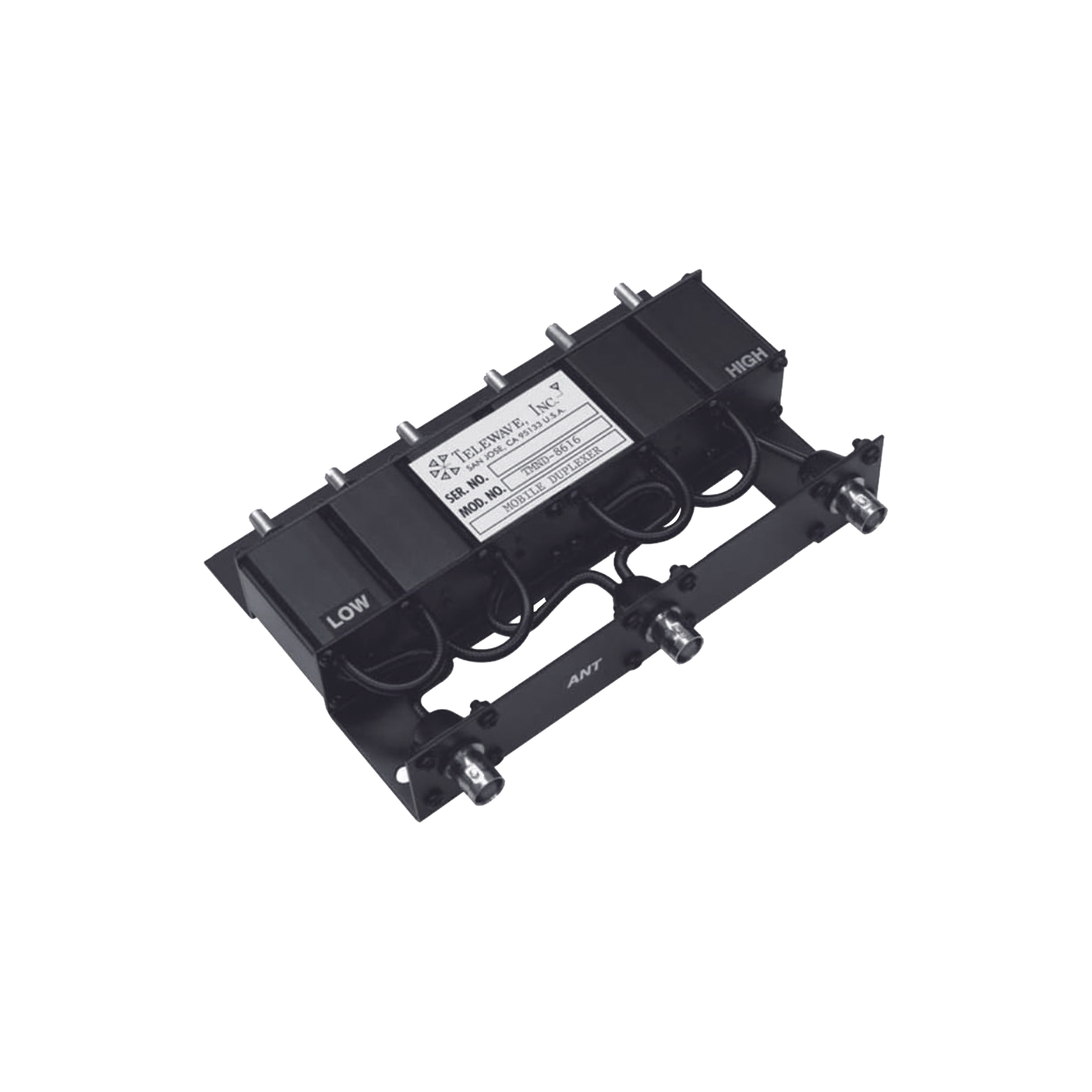 Duplexer Compacto Móvil, 806-869 MHz, 5/10 MHz Sep., 50 Watt, 70 dB, Rechazo de Banda,