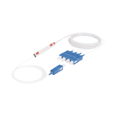 Splitter (Divisor Óptico) tipo PLC, de 1x4, conectores SC/UPC