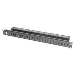 Patch Panel TERA-MAX Blindado de 24 Puertos, Modular (vacío), Plano, Color Negro, 1UR