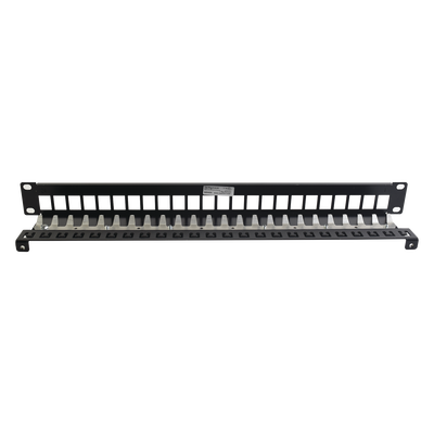 Patch Panel TERA-MAX Blindado de 24 Puertos, Modular (vacío), Plano, Color Negro, 1UR
