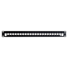 Patch Panel TERA-MAX Blindado de 24 Puertos, Modular (Vacío), Plano, Color Negro, 1UR