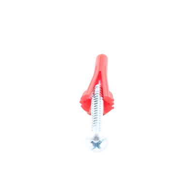 Paquete Con 10 Taquetes Rojos de 1/4" y 10 tornillos 10 x 1 1/2" (4.82 x 38 mm) (1103-05002)