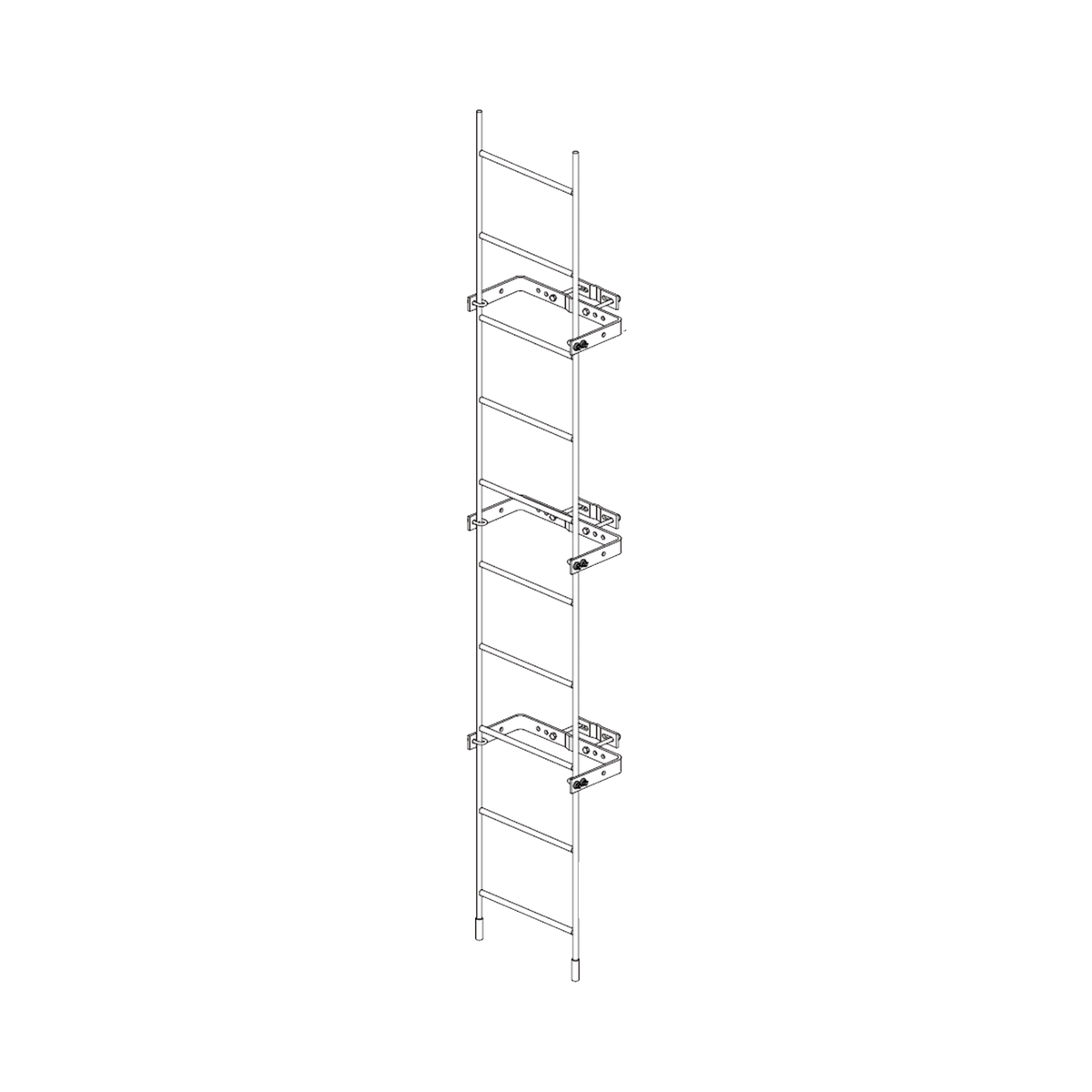 Escalera Exterma Sólida de 3 metros para Secciones 1 a 12 de Torres Super Titan (Incluye 3 Herrajes Sujetadores).