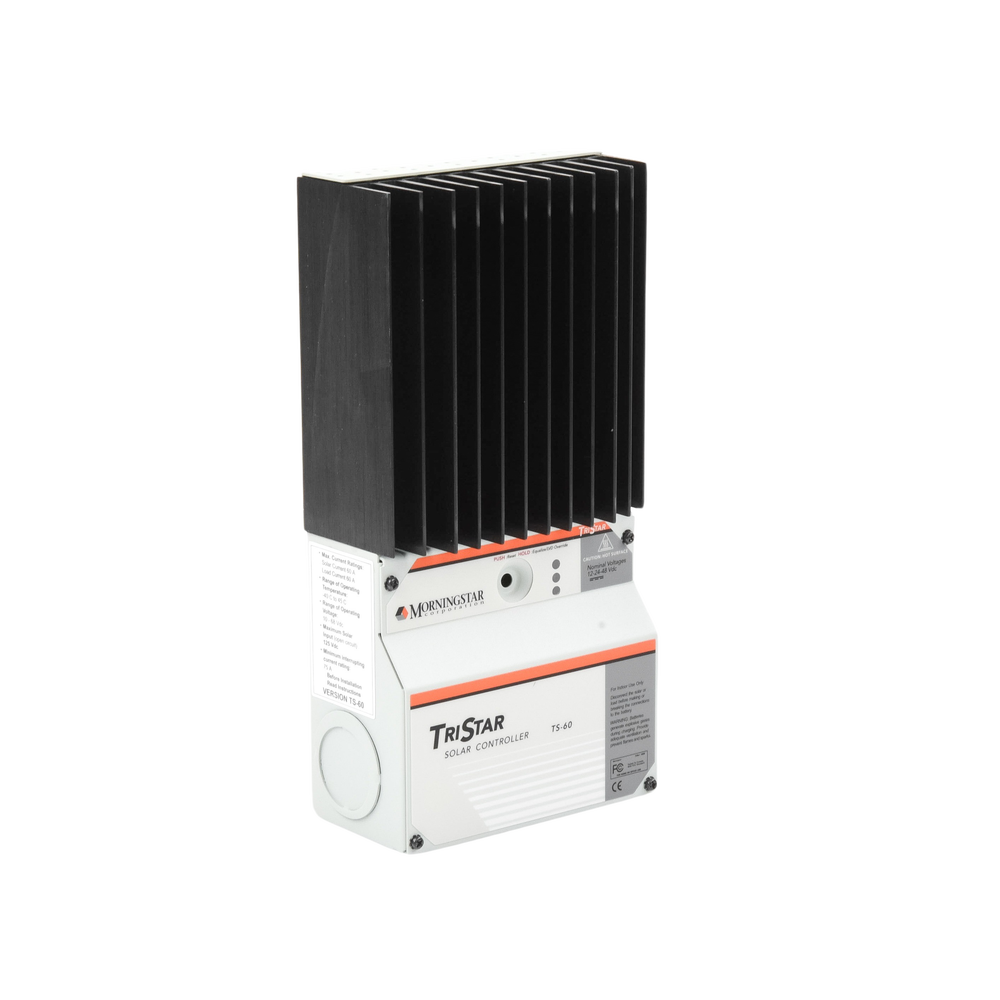 Controlador de Carga Solar TriStar PWM 60 A / 12V 24V 48V / Puerto RS-232 / Hasta 4 kW / Disipador de Calor / 7 Preajustes