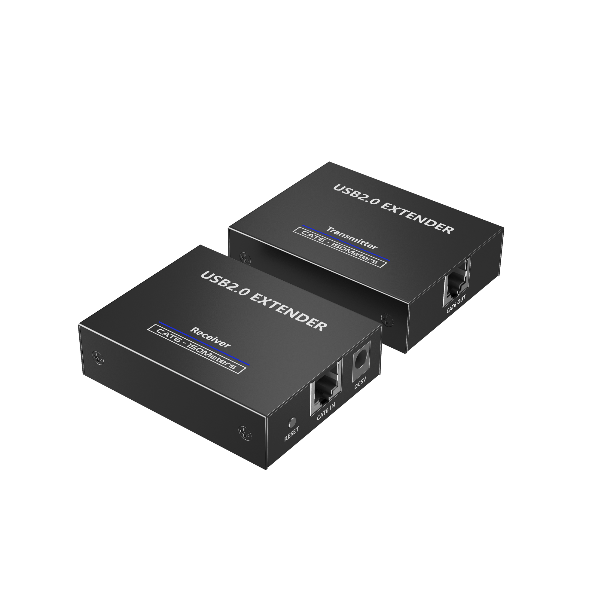 Kit EXTENSOR USB 2.0 de 4 Puertos para Distancias de Hasta  150 m | Soporta USB 2.0, USB 1.1 y USB 1.0 | UTP Cat 5e/6/6a/7 | Soporta Switch Gigabit | Ideal para Cámaras WEB, Impresoras, Escáner, Memorias, Mouse, etc.