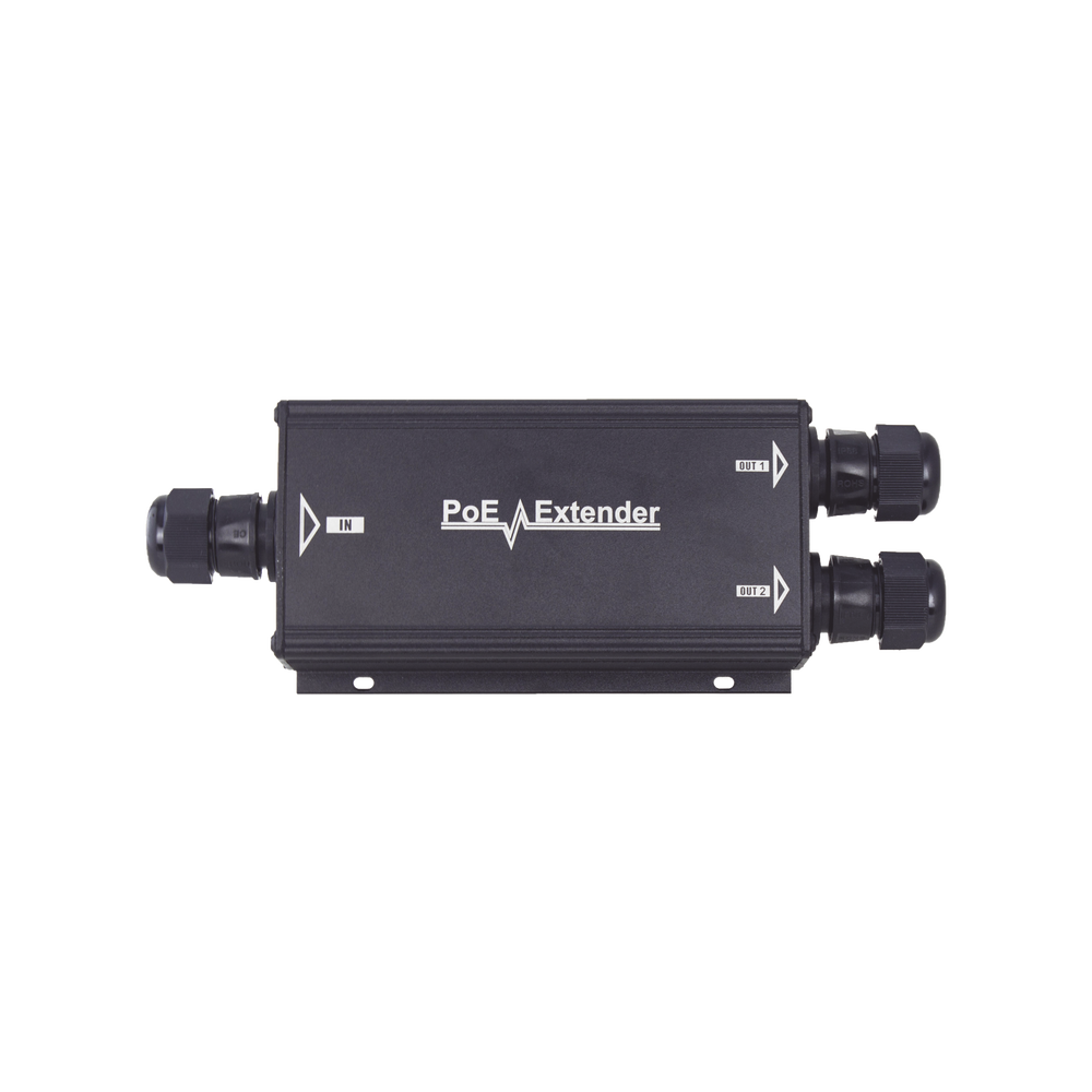 Extensor PoE/ 100 Metros / Intemperie (IP66) / 60 Watts / 1 puerto @ 2 salidas a 30 W  / No requiere fuente de alimentación adicional