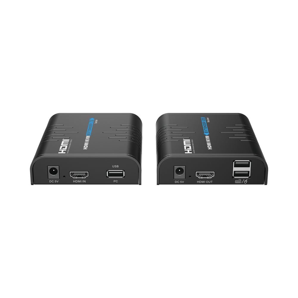 Kit extensor KVM (HDMI y USB) hasta 120 metros | Resolución 1080P @ 60 Hz | Soporta STP y UTP CAT6 | Soporta Switch Gigabit para control KVM múltiple | Soporta hasta 253 receptores | Transmite el Video y Controla tu DVR vía USB